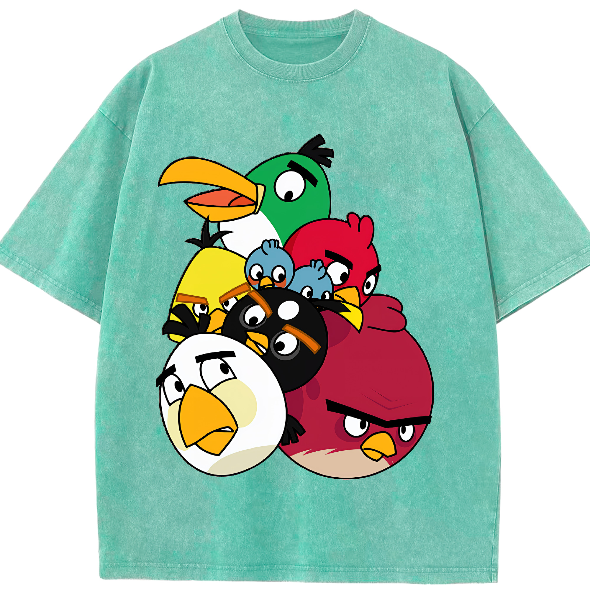 （画像用） Angry Birds アングリーバード 綿100% ヴィンテージ風 半袖Tシャツ（フロントプリント）